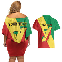 Personalized Congo Brazzaville Couples Matching Off Shoulder Short Dress and Hawaiian Shirt Coat Of Arms With Map - Flag Style - Wonder Print Shop