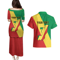 Personalized Congo Brazzaville Couples Matching Puletasi and Hawaiian Shirt Coat Of Arms With Map - Flag Style - Wonder Print Shop