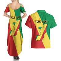 Personalized Congo Brazzaville Couples Matching Summer Maxi Dress and Hawaiian Shirt Coat Of Arms With Map - Flag Style - Wonder Print Shop