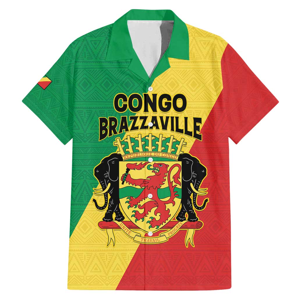 Personalized Congo Brazzaville Family Matching Mermaid Dress and Hawaiian Shirt Coat Of Arms With Map - Flag Style - Wonder Print Shop