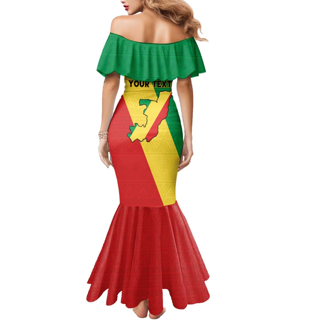 Personalized Congo Brazzaville Family Matching Mermaid Dress and Hawaiian Shirt Coat Of Arms With Map - Flag Style - Wonder Print Shop