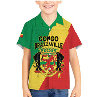 Personalized Congo Brazzaville Family Matching Mermaid Dress and Hawaiian Shirt Coat Of Arms With Map - Flag Style - Wonder Print Shop