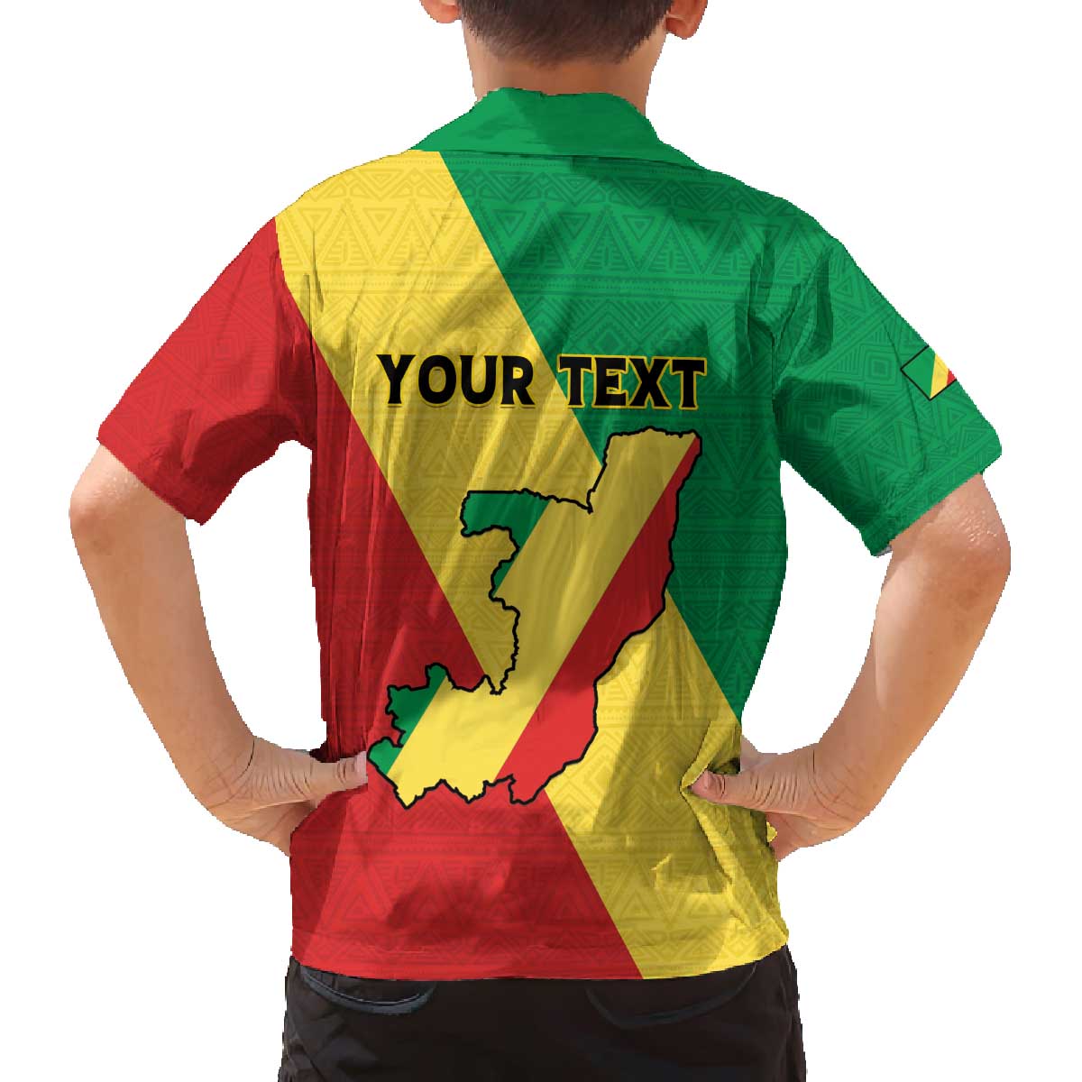 Personalized Congo Brazzaville Family Matching Off The Shoulder Long Sleeve Dress and Hawaiian Shirt Coat Of Arms With Map - Flag Style - Wonder Print Shop