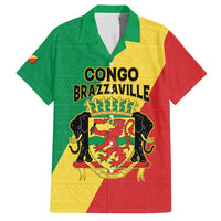 Personalized Congo Brazzaville Family Matching Off The Shoulder Long Sleeve Dress and Hawaiian Shirt Coat Of Arms With Map - Flag Style - Wonder Print Shop