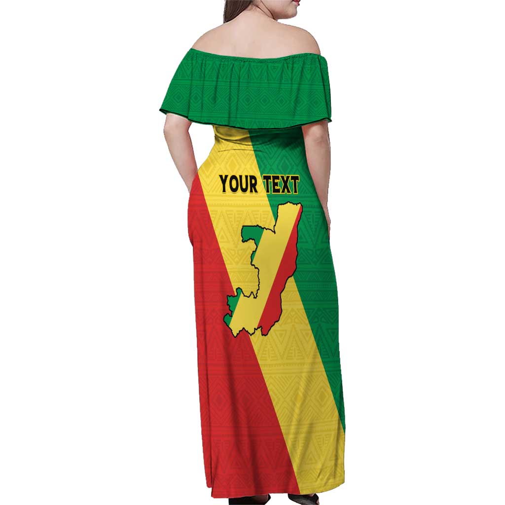 Personalized Congo Brazzaville Family Matching Off Shoulder Maxi Dress and Hawaiian Shirt Coat Of Arms With Map - Flag Style - Wonder Print Shop