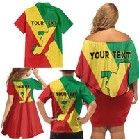 Personalized Congo Brazzaville Family Matching Off Shoulder Short Dress and Hawaiian Shirt Coat Of Arms With Map - Flag Style - Wonder Print Shop