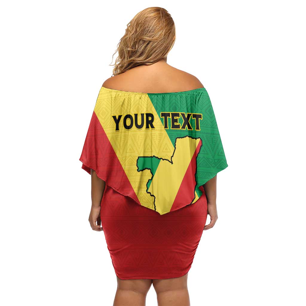 Personalized Congo Brazzaville Family Matching Off Shoulder Short Dress and Hawaiian Shirt Coat Of Arms With Map - Flag Style - Wonder Print Shop