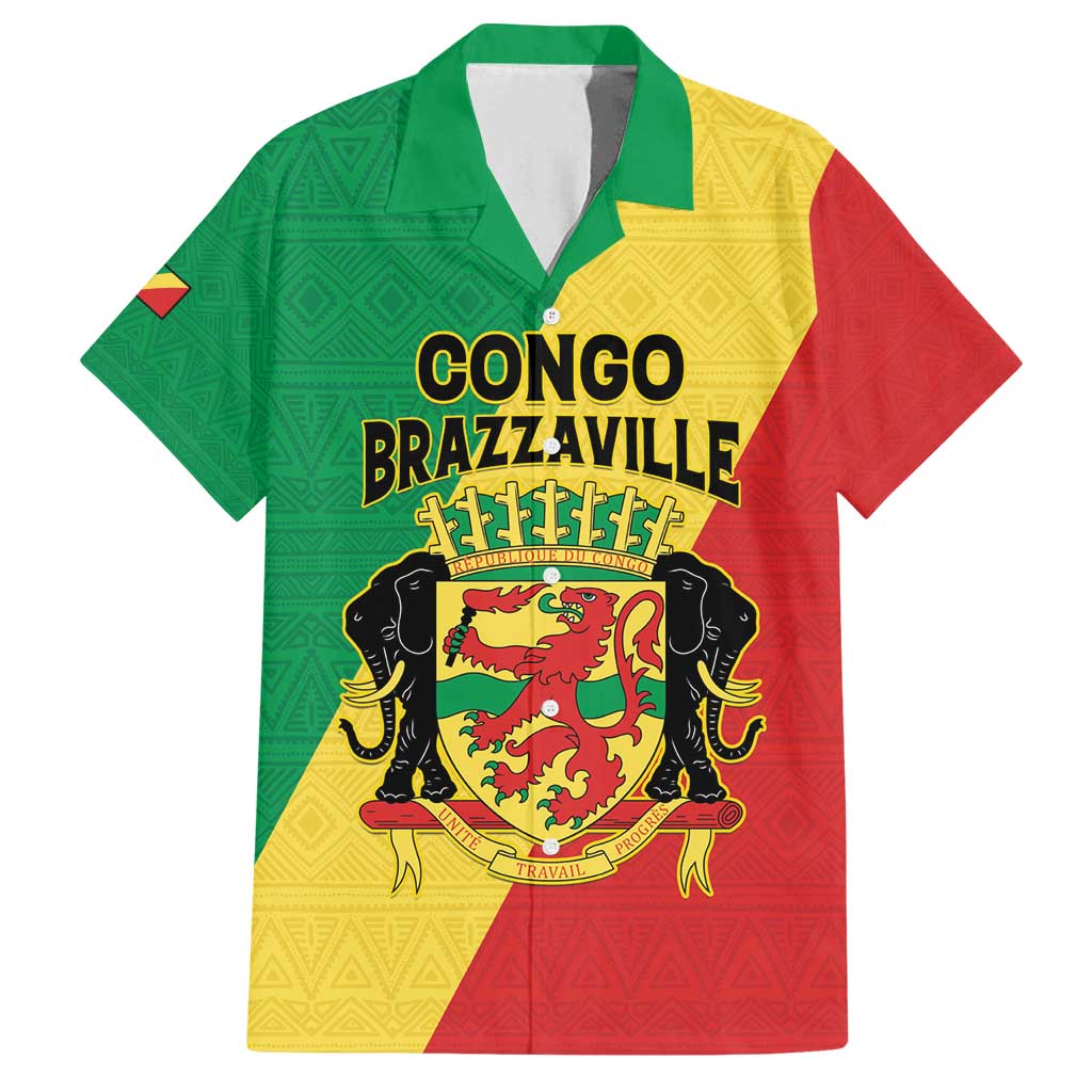 Personalized Congo Brazzaville Family Matching Puletasi and Hawaiian Shirt Coat Of Arms With Map - Flag Style - Wonder Print Shop