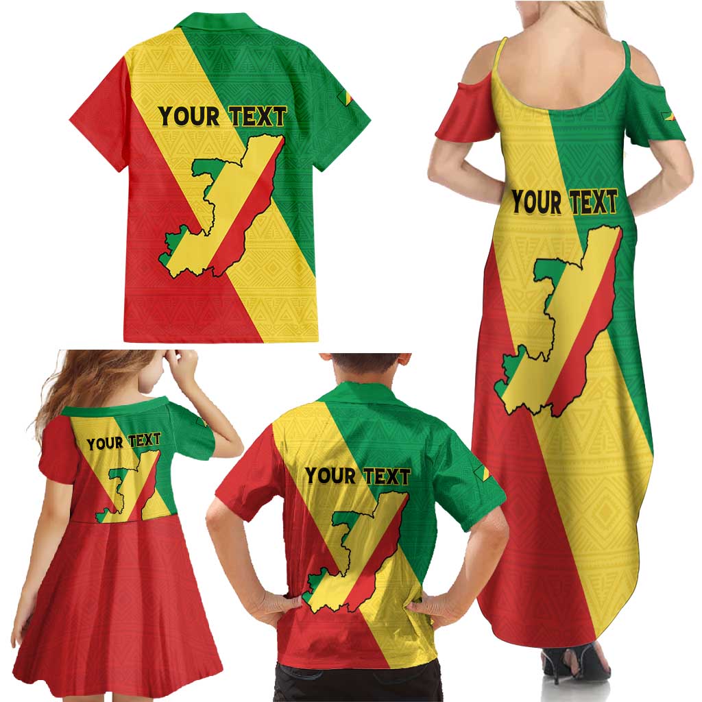 Personalized Congo Brazzaville Family Matching Summer Maxi Dress and Hawaiian Shirt Coat Of Arms With Map - Flag Style - Wonder Print Shop