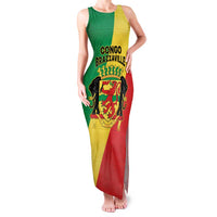 Personalized Congo Brazzaville Family Matching Tank Maxi Dress and Hawaiian Shirt Coat Of Arms With Map - Flag Style - Wonder Print Shop