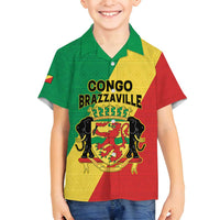 Personalized Congo Brazzaville Family Matching Tank Maxi Dress and Hawaiian Shirt Coat Of Arms With Map - Flag Style - Wonder Print Shop
