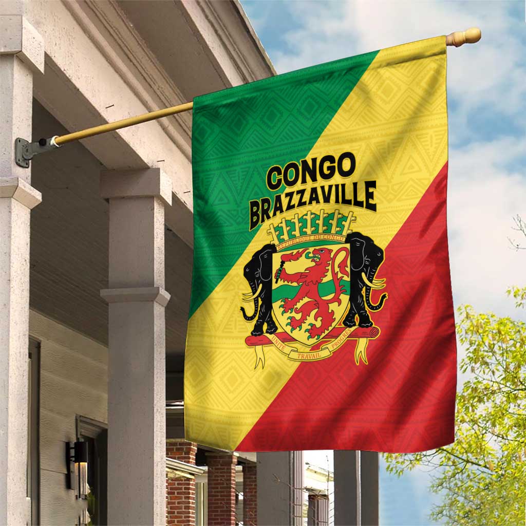 Congo Brazzaville Garden Flag Coat Of Arms With Map - Flag Style - Wonder Print Shop