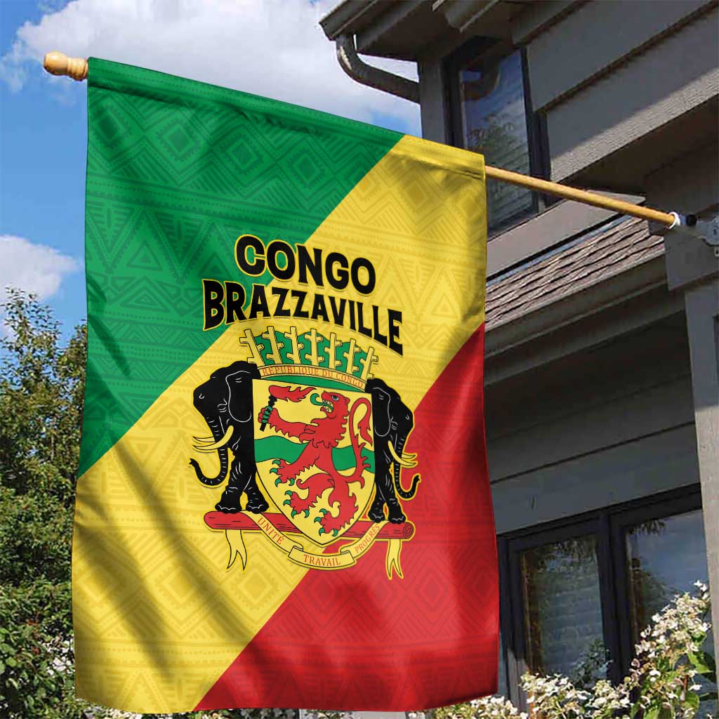 Congo Brazzaville Garden Flag Coat Of Arms With Map - Flag Style - Wonder Print Shop