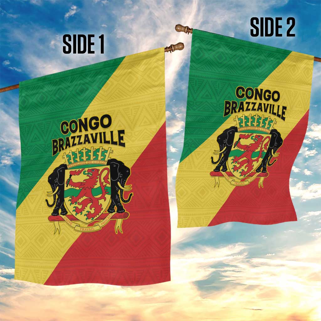 Congo Brazzaville Garden Flag Coat Of Arms With Map - Flag Style - Wonder Print Shop