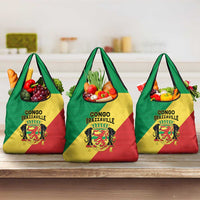 Congo Brazzaville Grocery Bag Coat Of Arms With Map - Flag Style - Wonder Print Shop