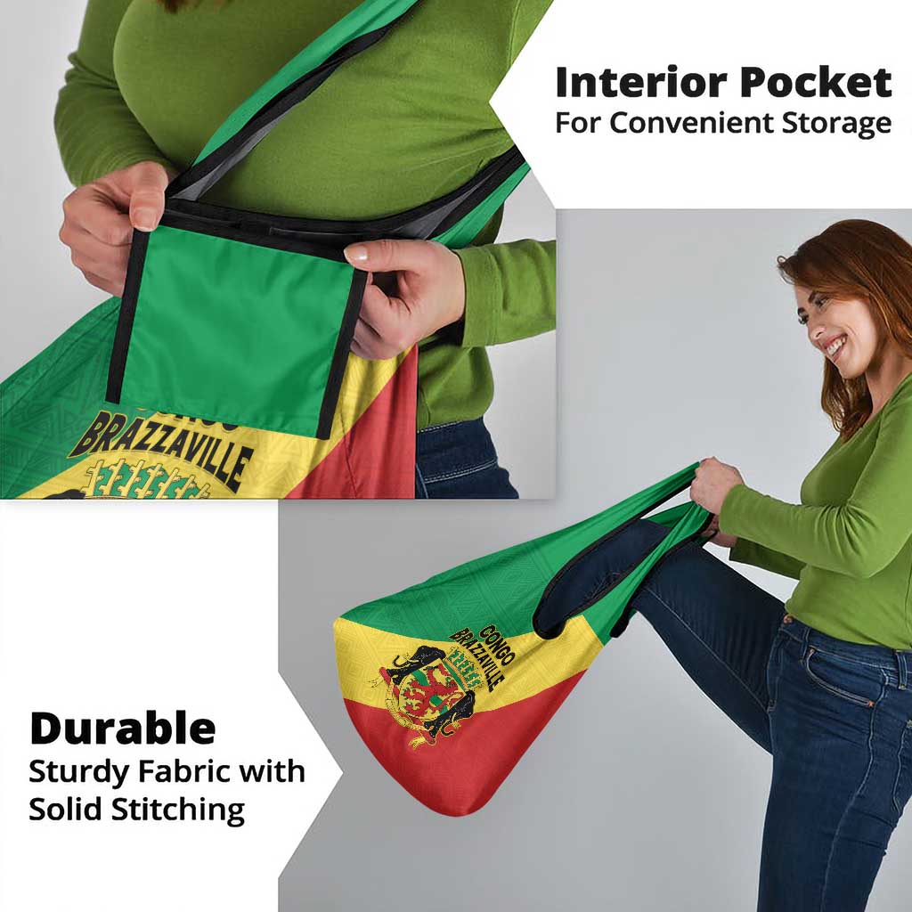 Congo Brazzaville Grocery Bag Coat Of Arms With Map - Flag Style - Wonder Print Shop