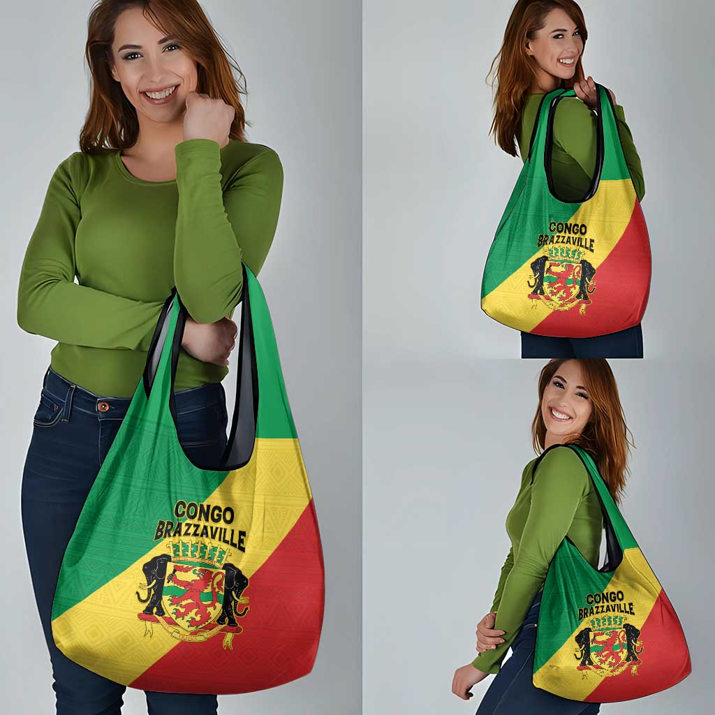 Congo Brazzaville Grocery Bag Coat Of Arms With Map - Flag Style - Wonder Print Shop