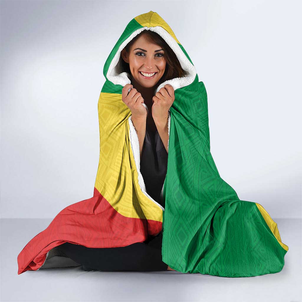 Congo Brazzaville Hooded Blanket Coat Of Arms With Map - Flag Style - Wonder Print Shop