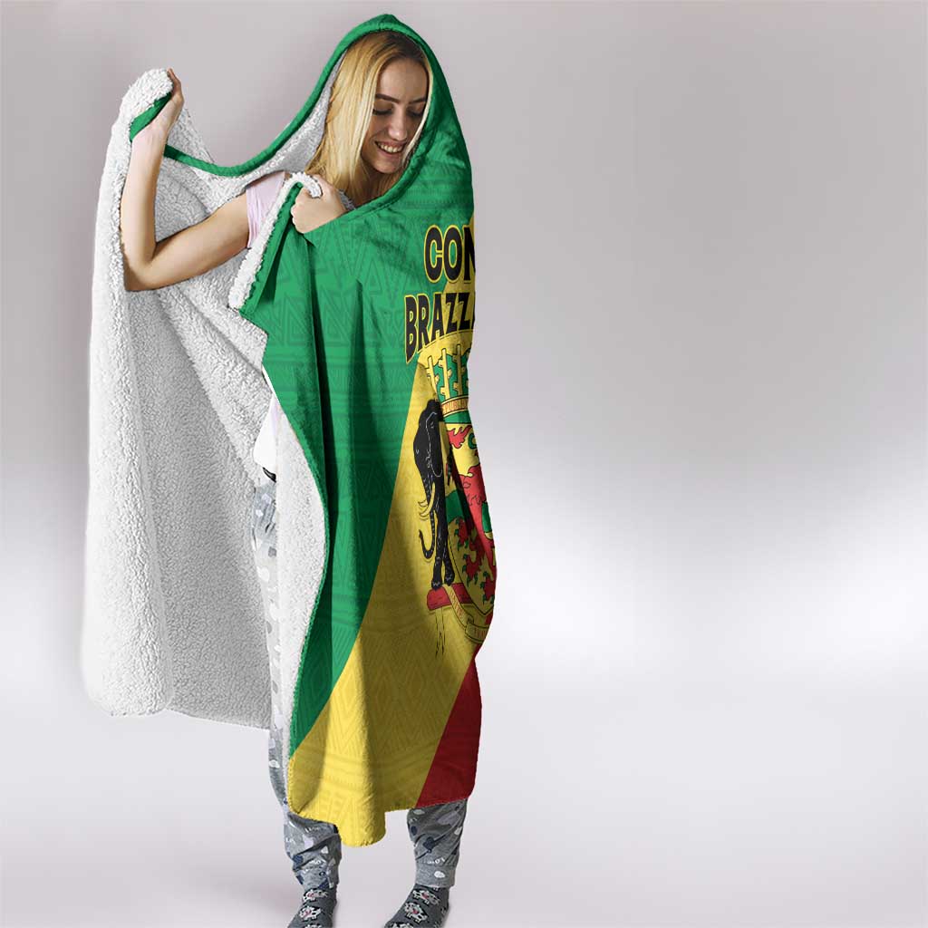 Congo Brazzaville Hooded Blanket Coat Of Arms With Map - Flag Style - Wonder Print Shop