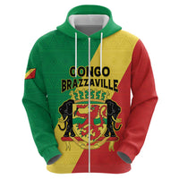 Personalized Congo Brazzaville Hoodie Coat Of Arms With Map - Flag Style - Wonder Print Shop