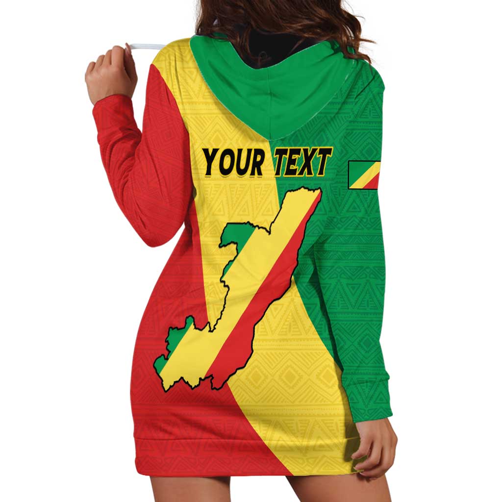 Personalized Congo Brazzaville Hoodie Dress Coat Of Arms With Map - Flag Style - Wonder Print Shop