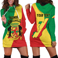 Personalized Congo Brazzaville Hoodie Dress Coat Of Arms With Map - Flag Style - Wonder Print Shop