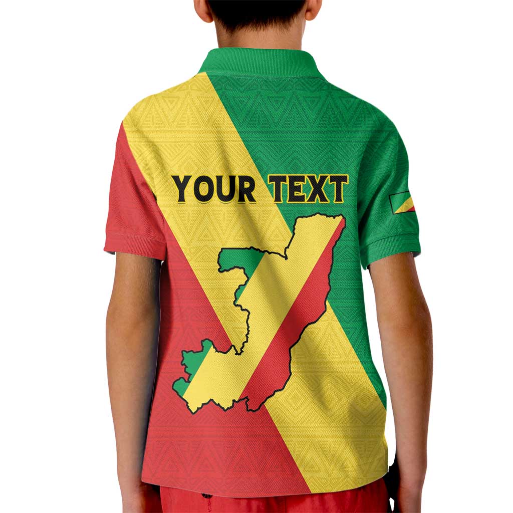 Personalized Congo Brazzaville Kid Polo Shirt Coat Of Arms With Map - Flag Style - Wonder Print Shop