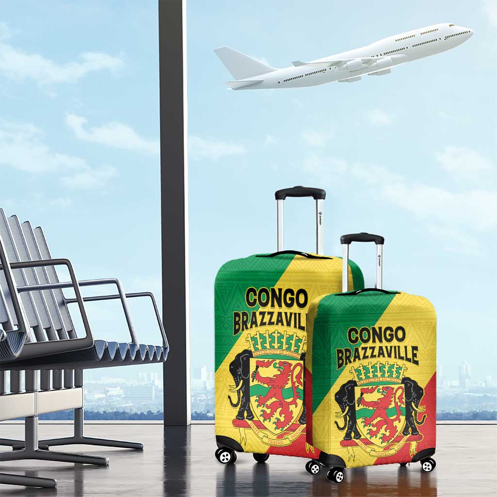Congo Brazzaville Luggage Cover Coat Of Arms With Map - Flag Style - Wonder Print Shop