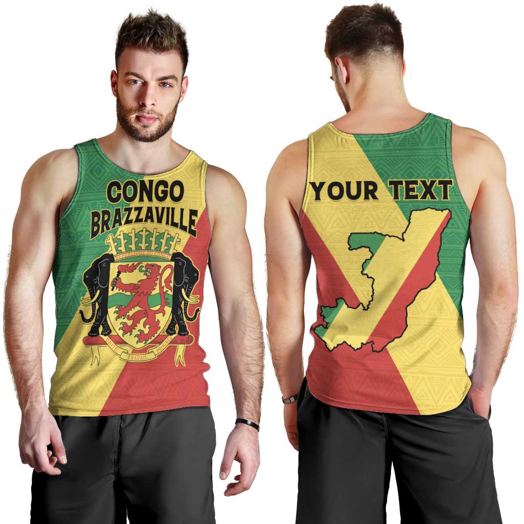 Personalized Congo Brazzaville Men Tank Top Coat Of Arms With Map - Flag Style - Wonder Print Shop