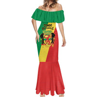 Personalized Congo Brazzaville Mermaid Dress Coat Of Arms With Map - Flag Style - Wonder Print Shop