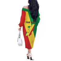 Personalized Congo Brazzaville Off The Shoulder Long Sleeve Dress Coat Of Arms With Map - Flag Style - Wonder Print Shop
