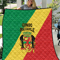 Congo Brazzaville Quilt Coat Of Arms With Map - Flag Style - Wonder Print Shop