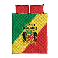 Congo Brazzaville Quilt Bed Set Coat Of Arms With Map - Flag Style - Wonder Print Shop