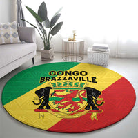 Congo Brazzaville Round Carpet Coat Of Arms With Map - Flag Style - Wonder Print Shop