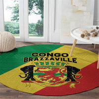 Congo Brazzaville Round Carpet Coat Of Arms With Map - Flag Style - Wonder Print Shop