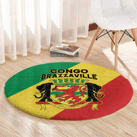 Congo Brazzaville Round Carpet Coat Of Arms With Map - Flag Style - Wonder Print Shop