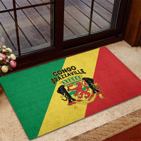 Congo Brazzaville Rubber Doormat Coat Of Arms With Map - Flag Style - Wonder Print Shop