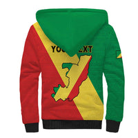 Personalized Congo Brazzaville Sherpa Hoodie Coat Of Arms With Map - Flag Style - Wonder Print Shop