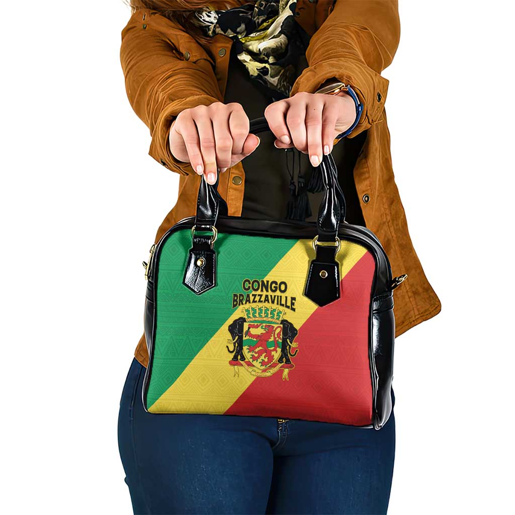 Congo Brazzaville Shoulder Handbag Coat Of Arms With Map - Flag Style - Wonder Print Shop