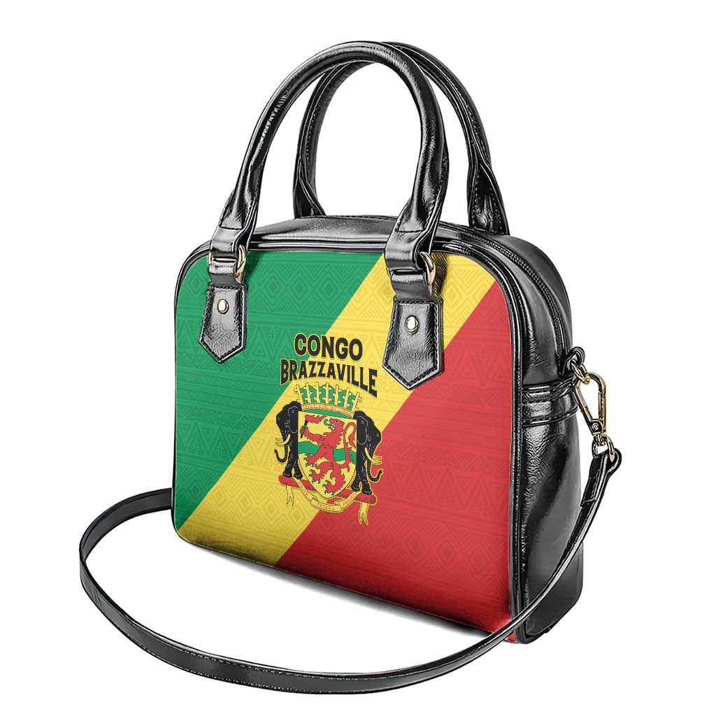 Congo Brazzaville Shoulder Handbag Coat Of Arms With Map - Flag Style - Wonder Print Shop