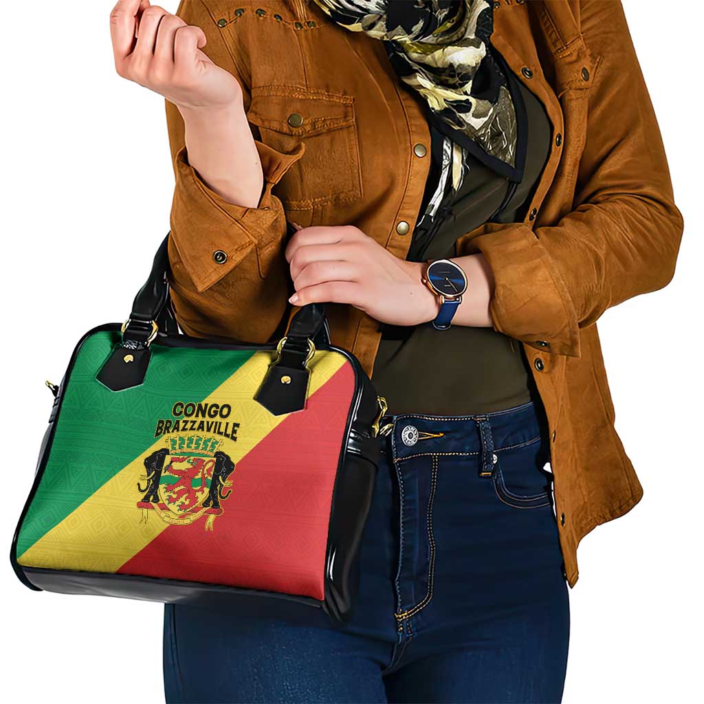 Congo Brazzaville Shoulder Handbag Coat Of Arms With Map - Flag Style - Wonder Print Shop