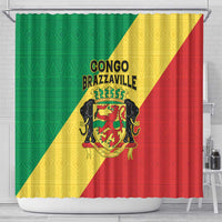 Congo Brazzaville Shower Curtain Coat Of Arms With Map - Flag Style - Wonder Print Shop