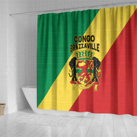 Congo Brazzaville Shower Curtain Coat Of Arms With Map - Flag Style - Wonder Print Shop