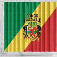 Congo Brazzaville Shower Curtain Coat Of Arms With Map - Flag Style - Wonder Print Shop