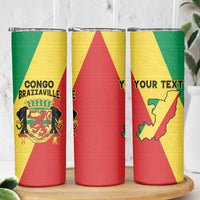 Personalized Congo Brazzaville Skinny Tumbler Coat Of Arms With Map - Flag Style - Wonder Print Shop