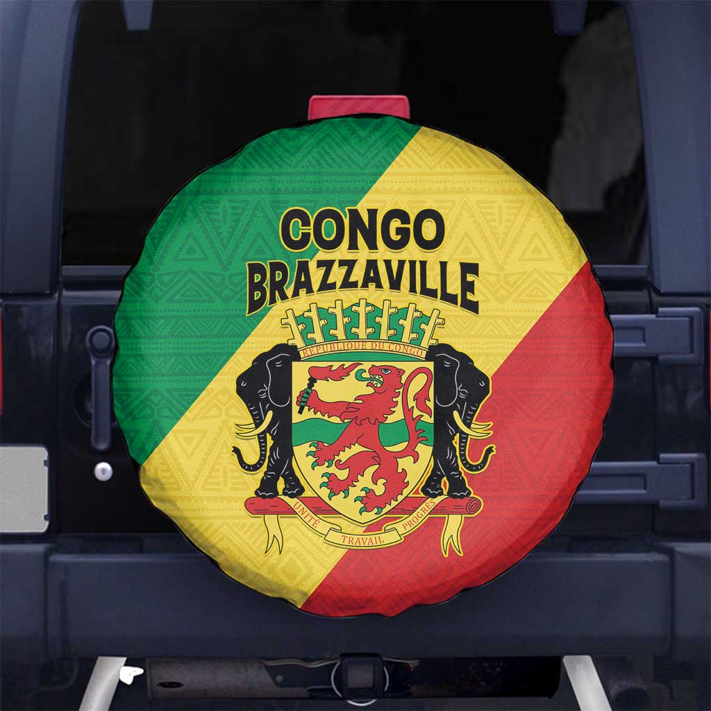 Congo Brazzaville Spare Tire Cover Coat Of Arms With Map - Flag Style - Wonder Print Shop