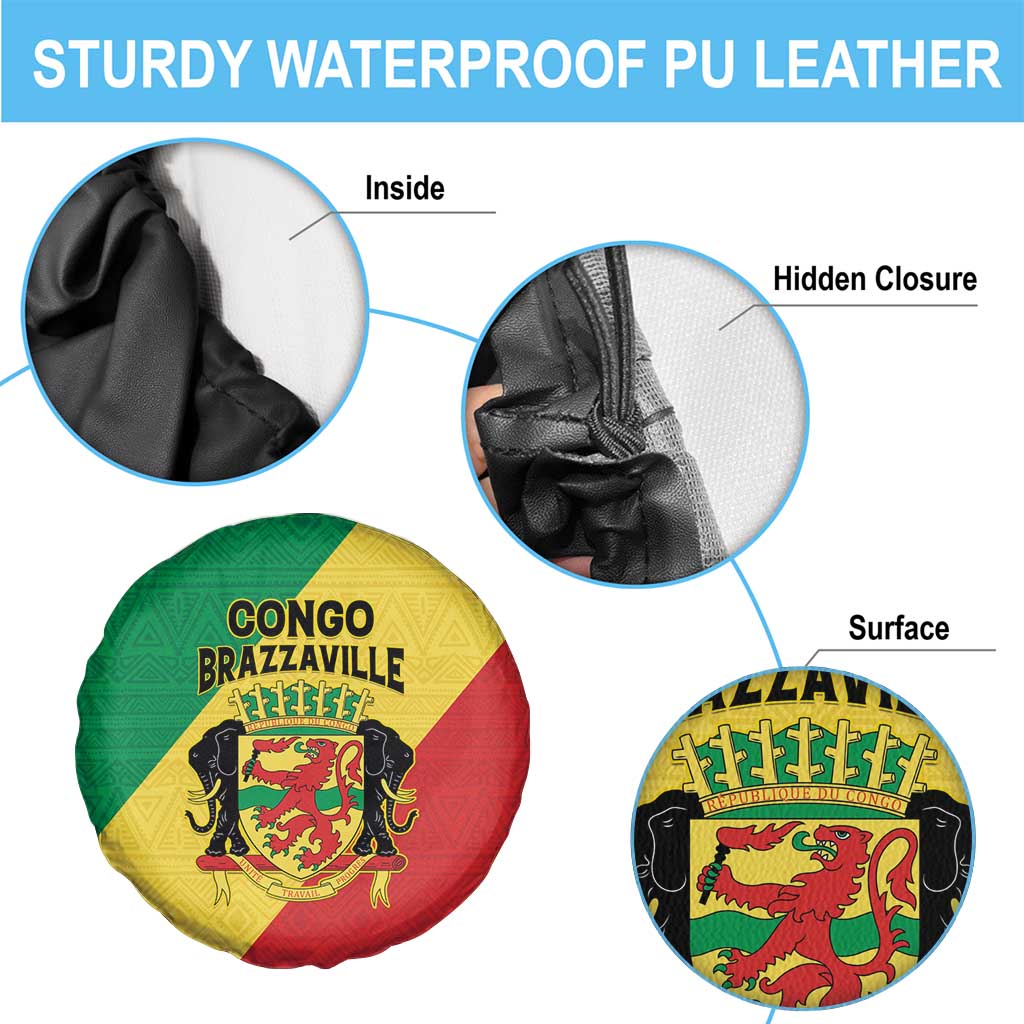 Congo Brazzaville Spare Tire Cover Coat Of Arms With Map - Flag Style - Wonder Print Shop