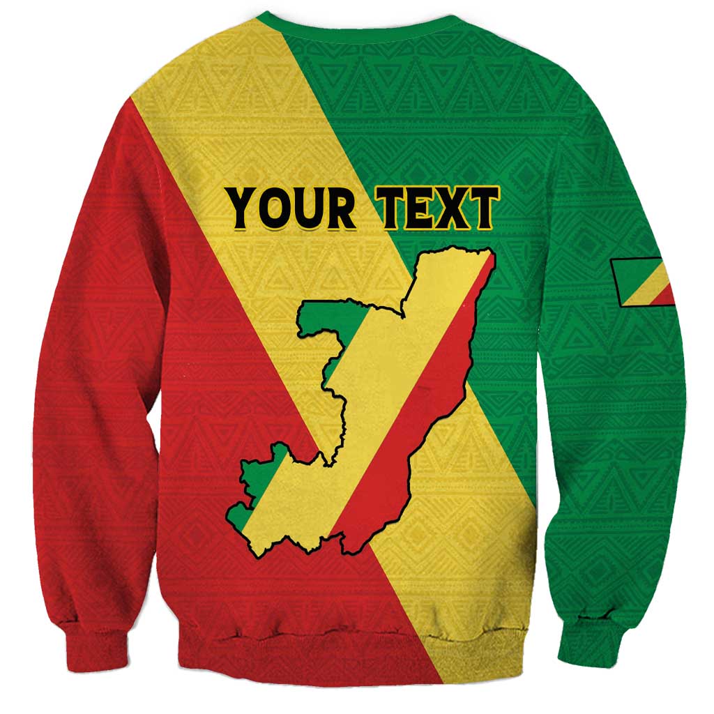 Personalized Congo Brazzaville Sweatshirt Coat Of Arms With Map - Flag Style - Wonder Print Shop