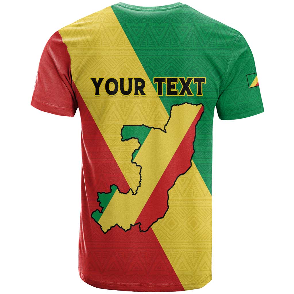 Personalized Congo Brazzaville T Shirt Coat Of Arms With Map - Flag Style - Wonder Print Shop
