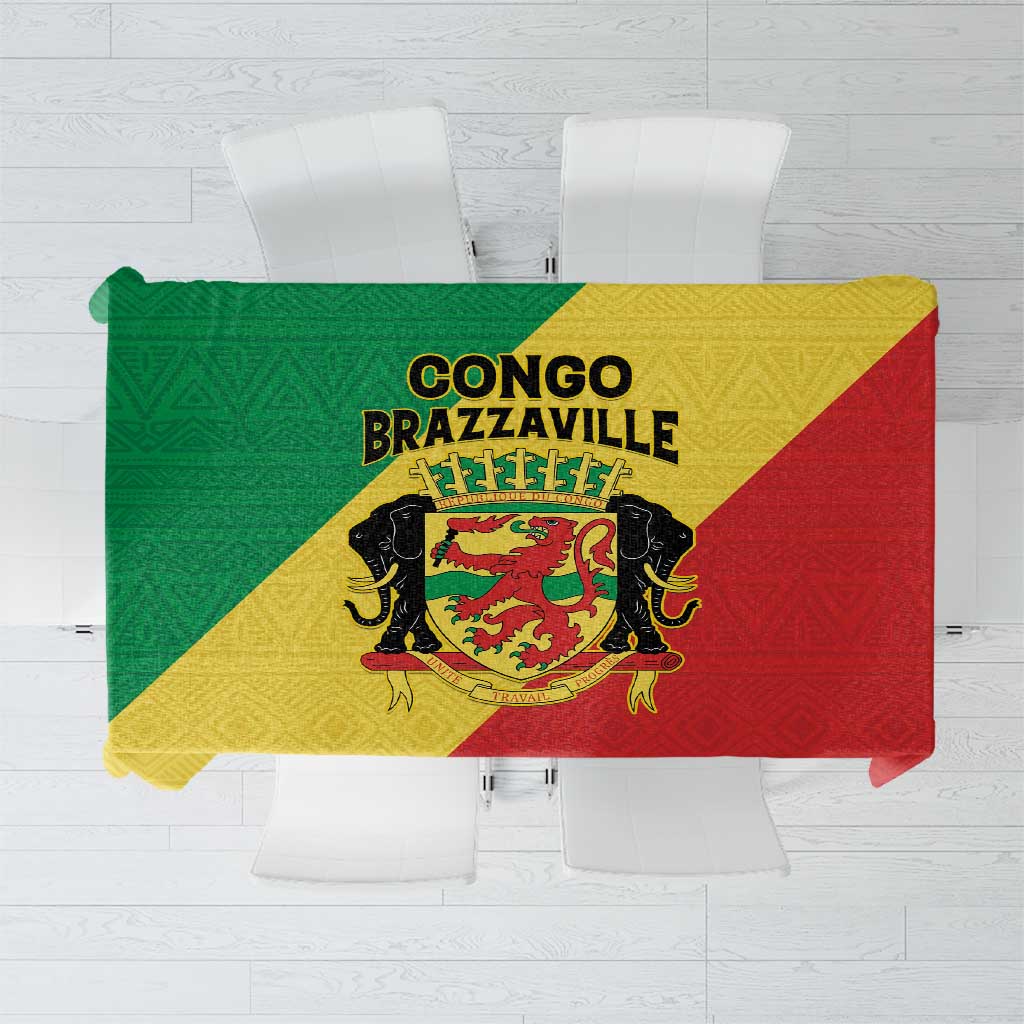 Congo Brazzaville Tablecloth Coat Of Arms With Map - Flag Style - Wonder Print Shop